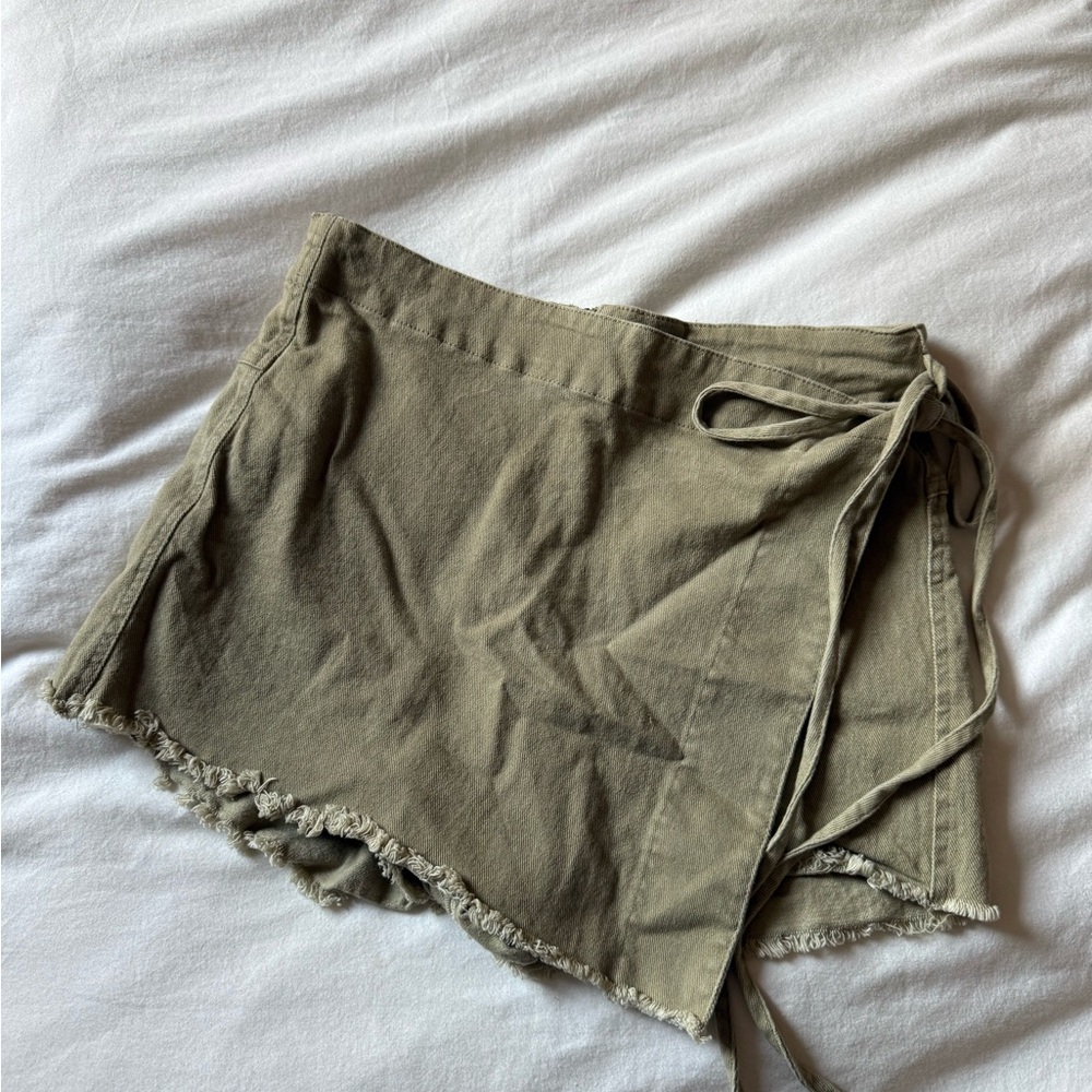 Olive Green Wrap Skorts for Women